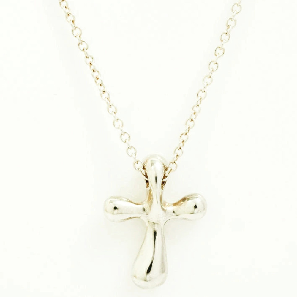 Tiffany Co Elsa Peretti Cross Silver Pendant Silver